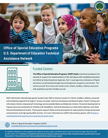 Office of Special Education Programs, U.S. Department of Education Technical Assistance Network Funded Centers